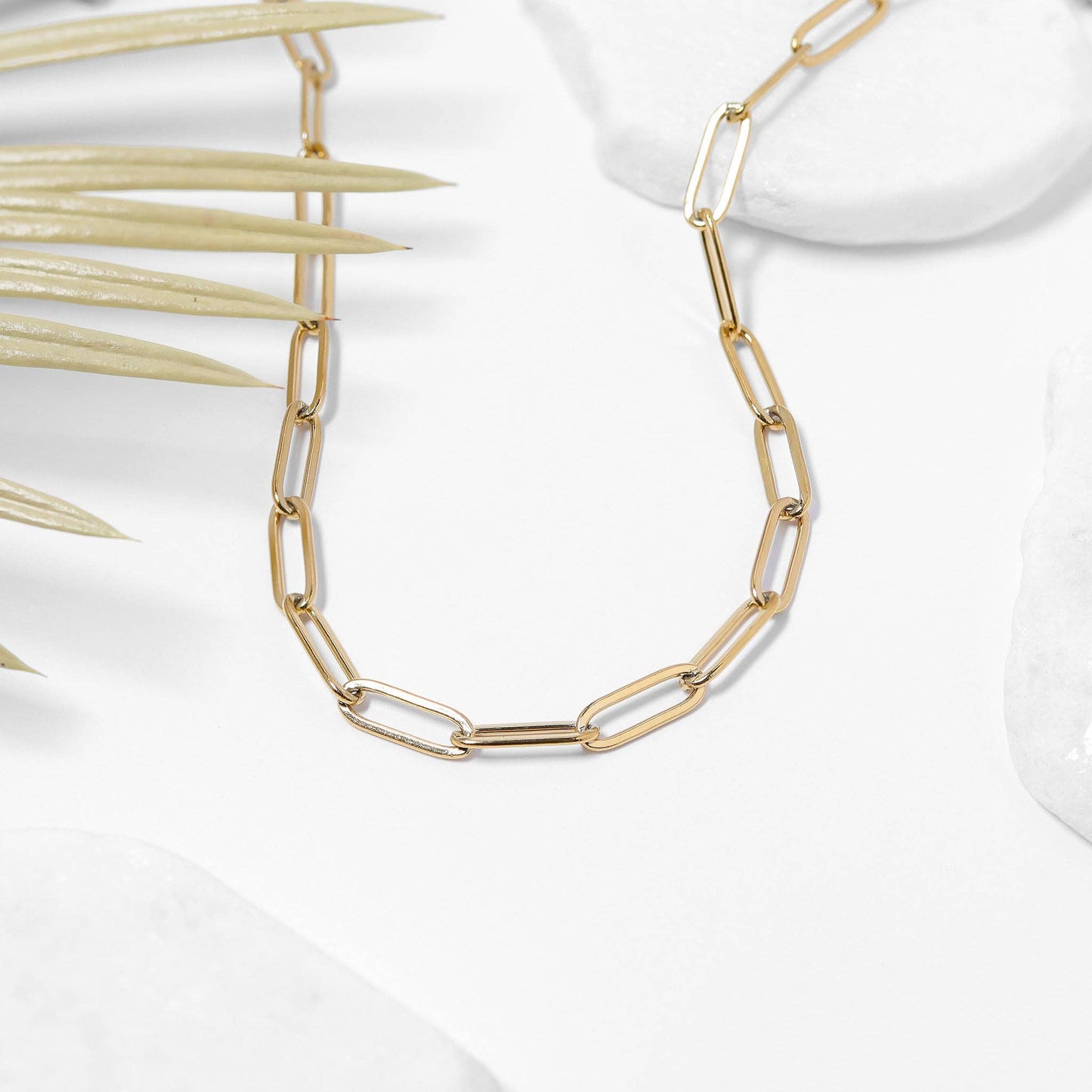 Gold Circle Link Paperclip Chain