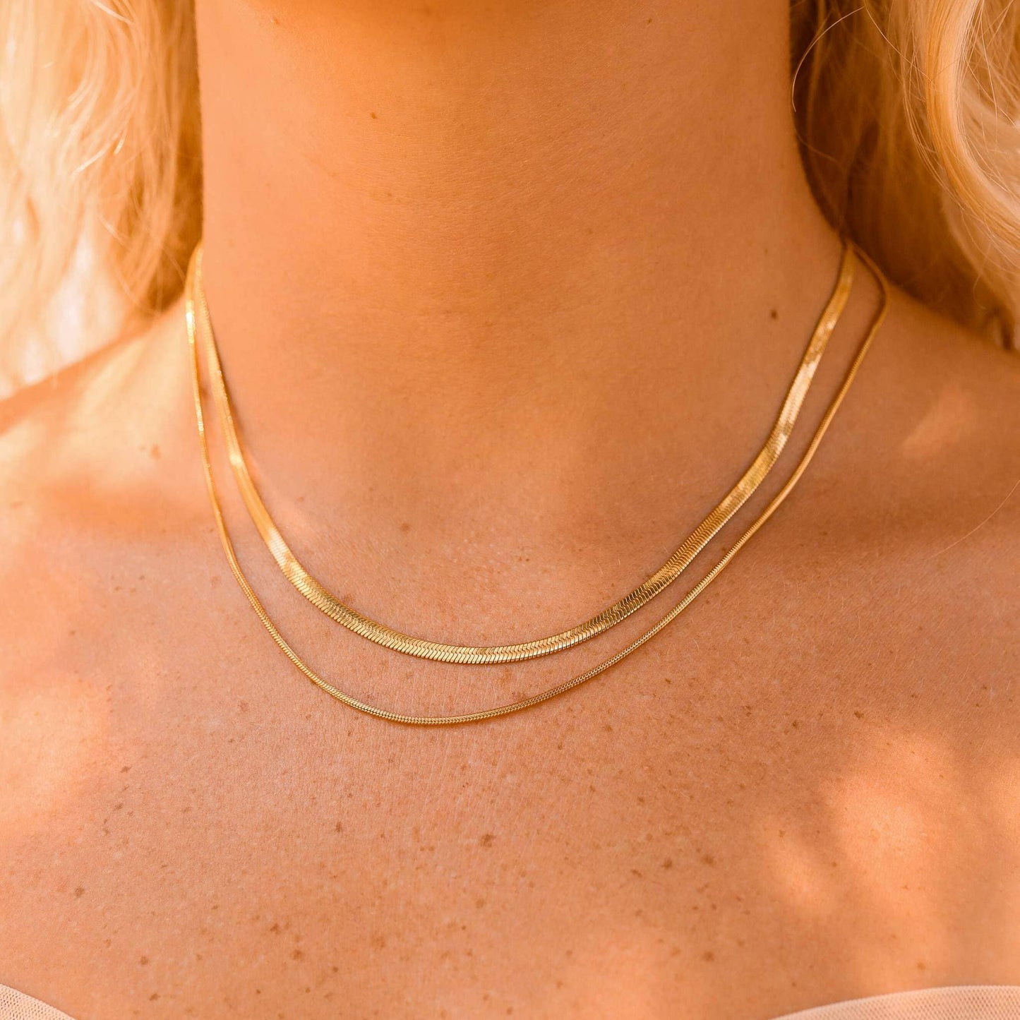 Gold Herringbone Necklace
