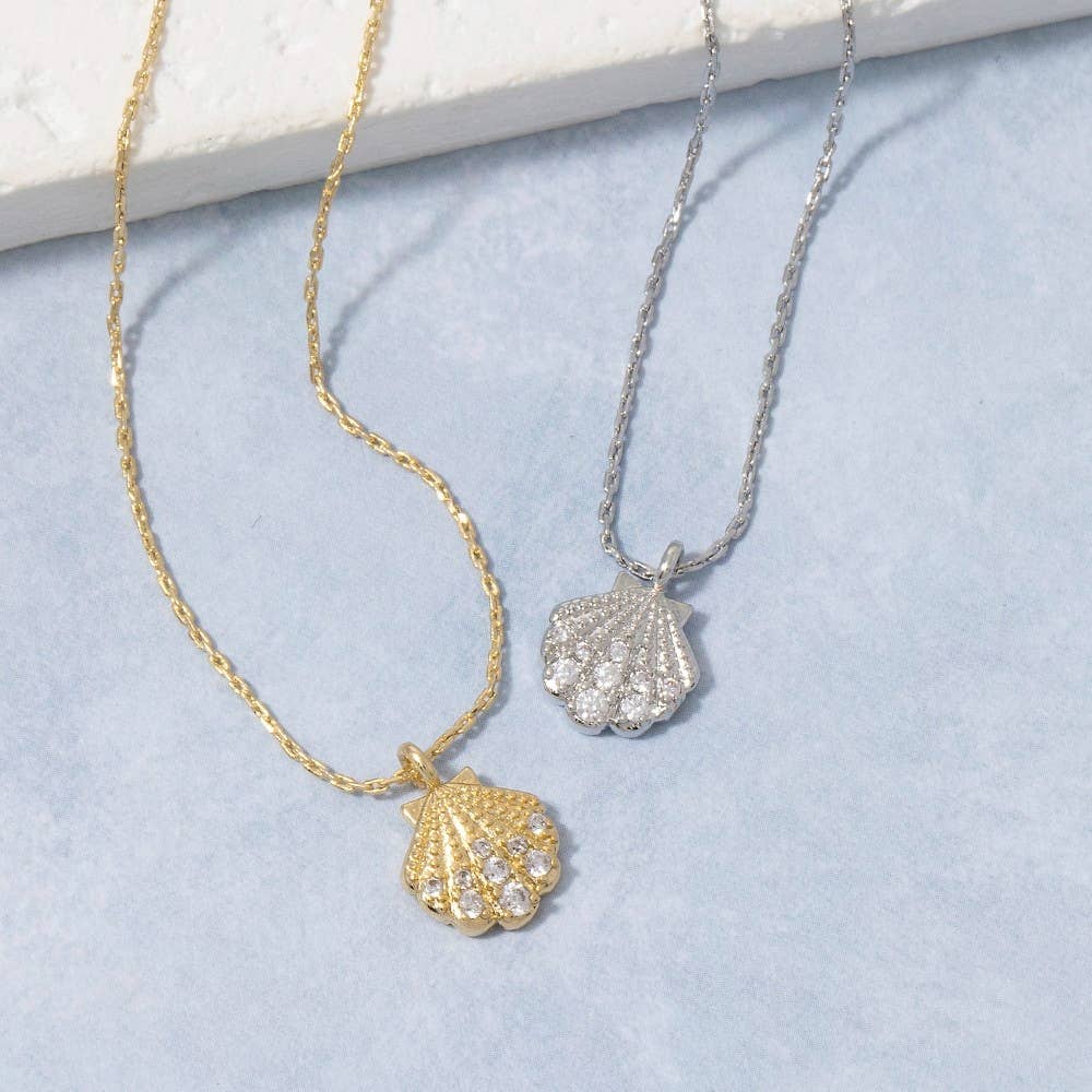 Gold Stoned Seashell Necklace