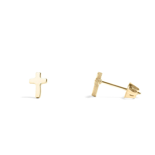 Gold Cross Stud Earrings