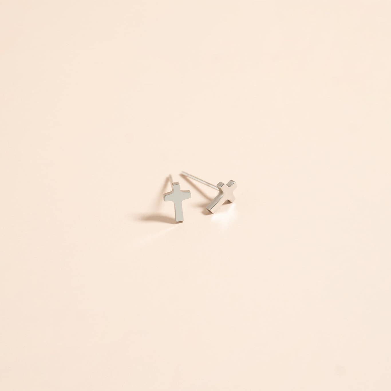 Gold Cross Stud Earrings