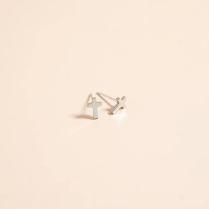 Gold Cross Stud Earrings