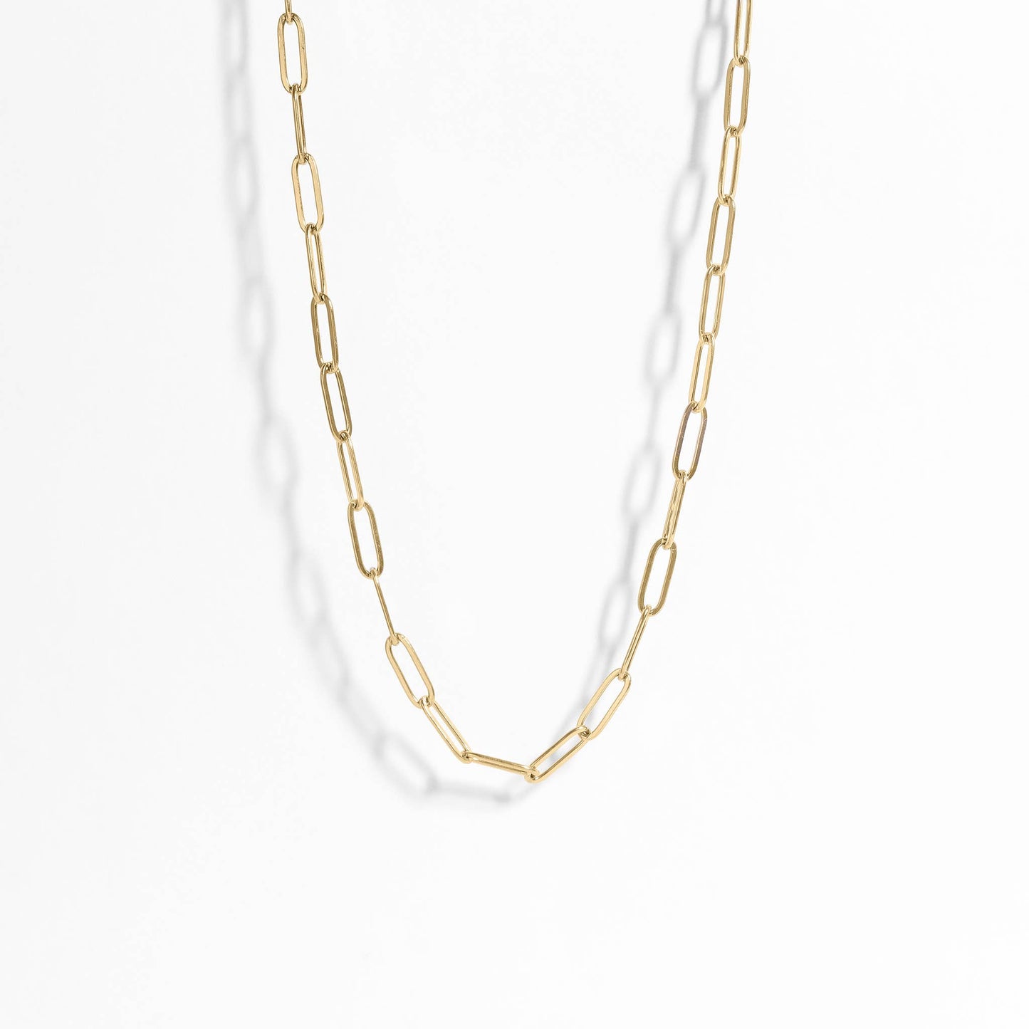 Gold Circle Link Paperclip Chain