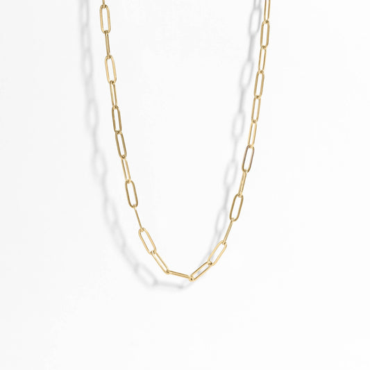 Gold Circle Link Paperclip Chain