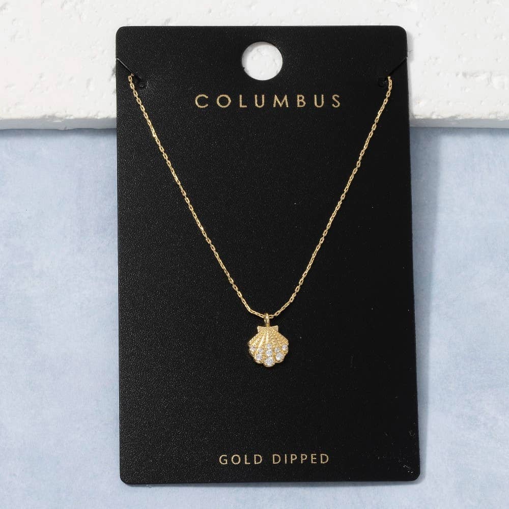 Gold Stoned Seashell Necklace