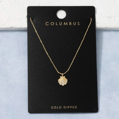 Gold Stoned Seashell Necklace
