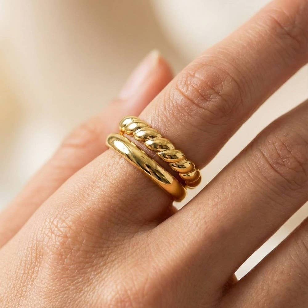 Gold Croissant Layered Ring