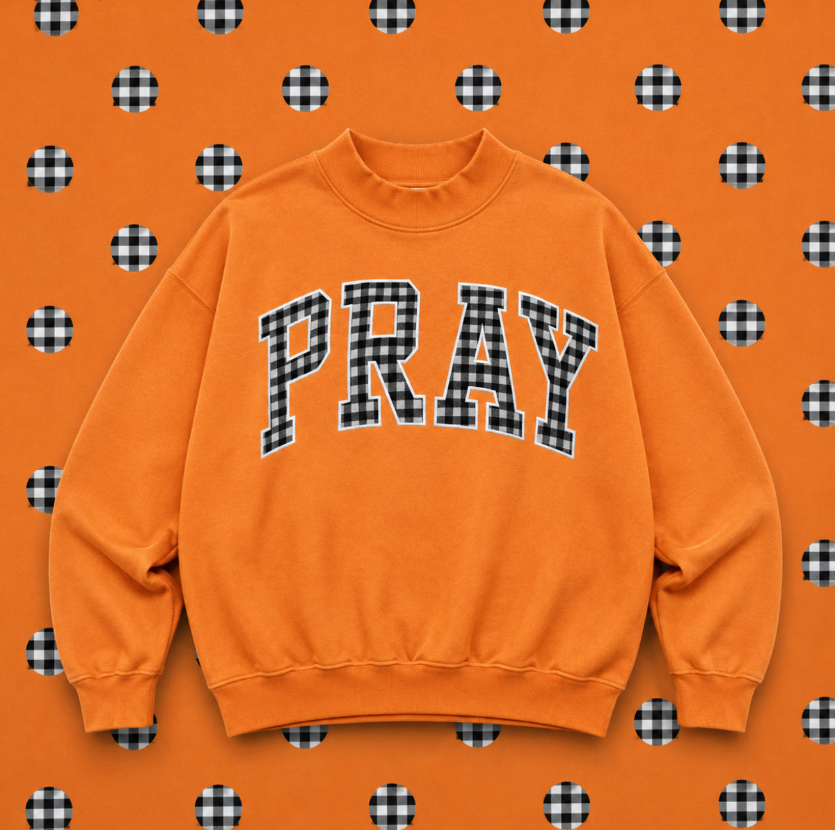 "PRAY" Embroidered Mock Neck Sweatshirt