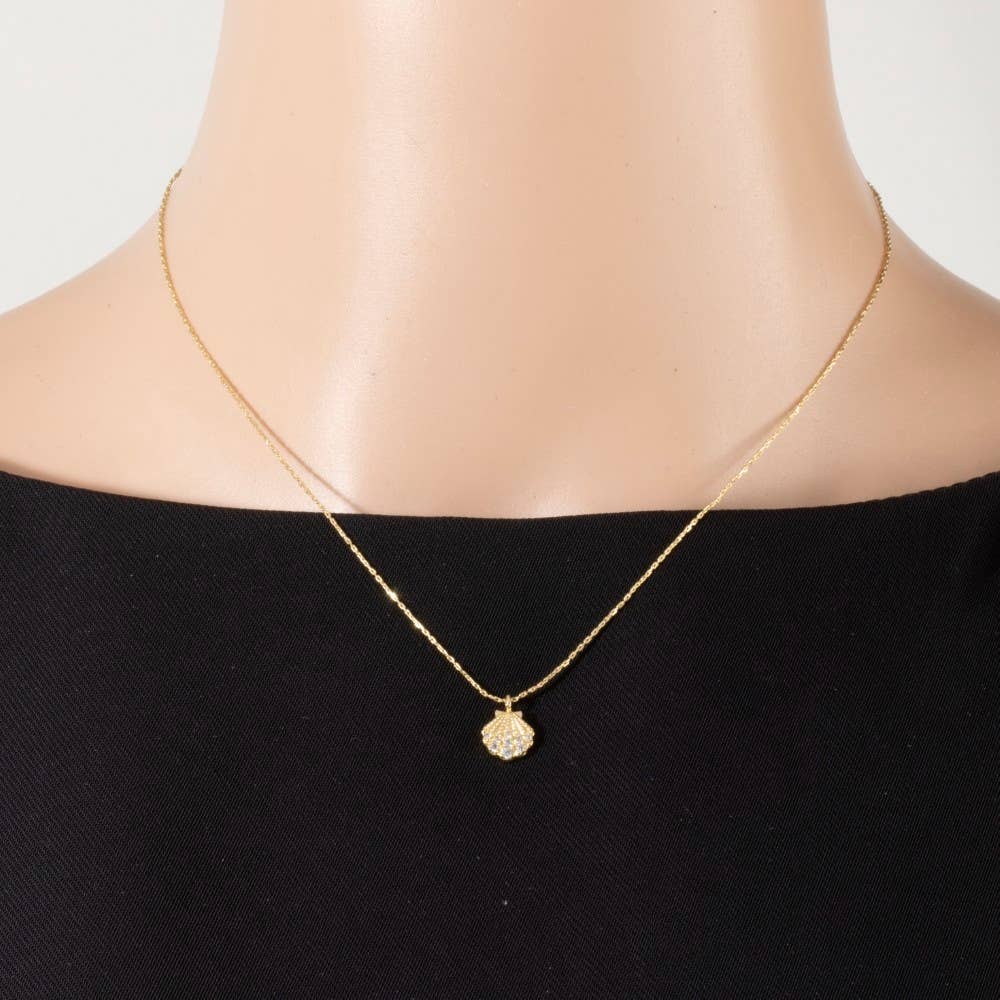 Gold Stoned Seashell Necklace
