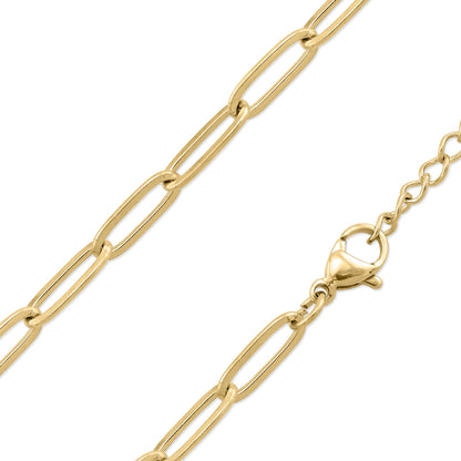 Gold Circle Link Paperclip Chain